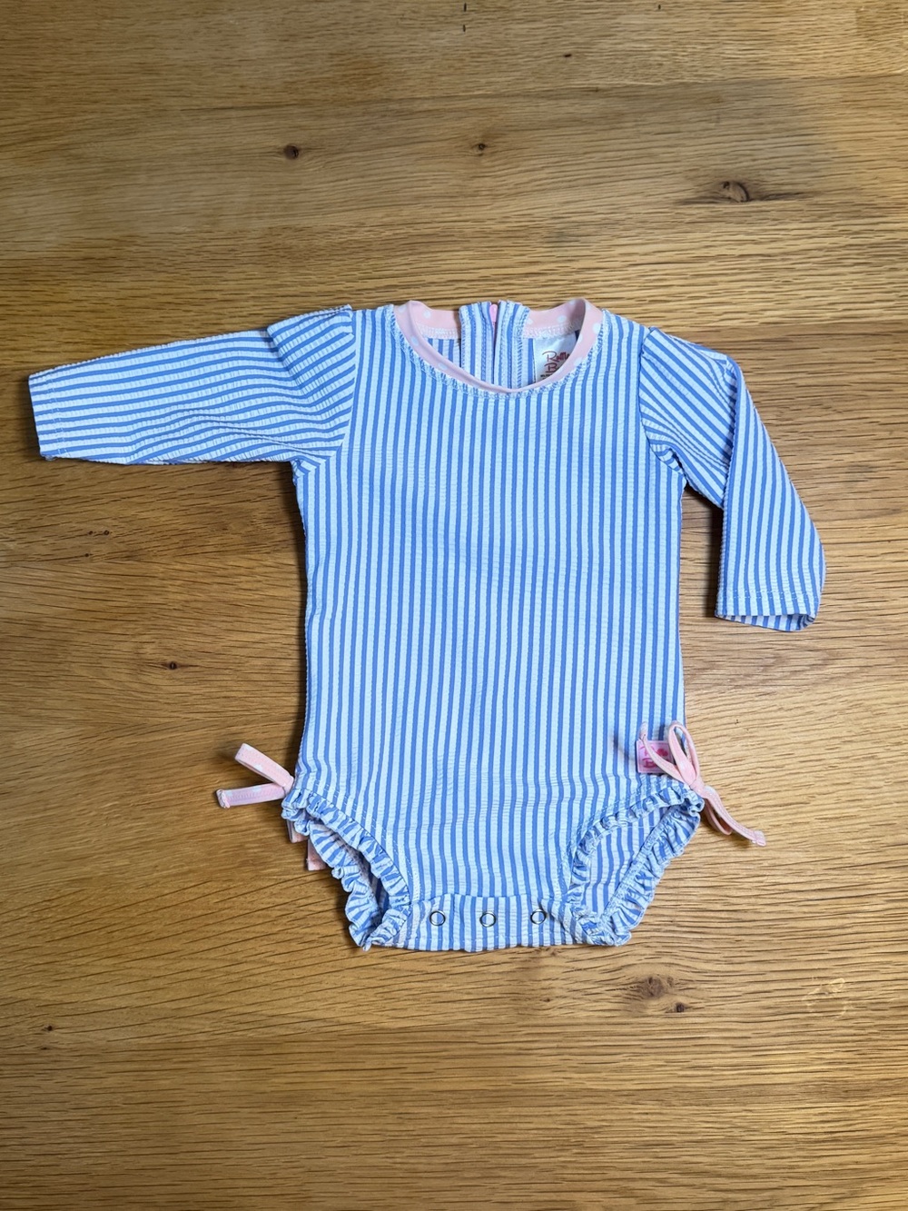 Ruffle Butts Blue and Pink Striped One-Piece Swimsuit
